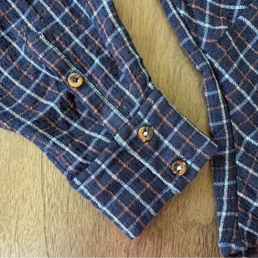Anthropologie Pilcro Keaton Plaid Ruched Long Sleeve Collared Blouse Blue Sz S - Picture 8 of 15